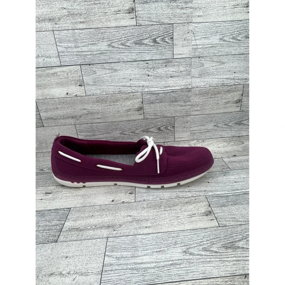 Clarks Cloudsteppers Purple Mesh Boat Shoes Women Sz‎ 9.5 M Cushion Soft Loafers